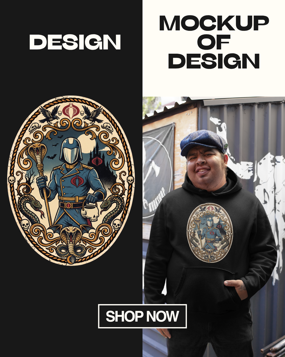 Retro Cobra Commander Halloween PNG | 1980s Villain Vintage Tattoo Flash T-Shirt Graphic | Classic Cartoon DTF Download
