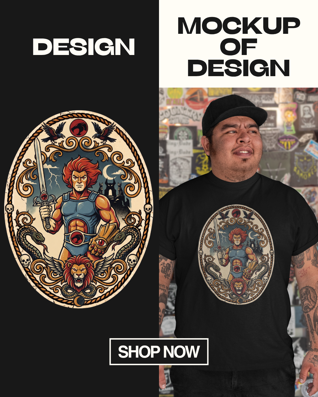 Lion-O ThunderCats Retro Halloween PNG | 1980s Vintage Tattoo Flash Shirt Graphic