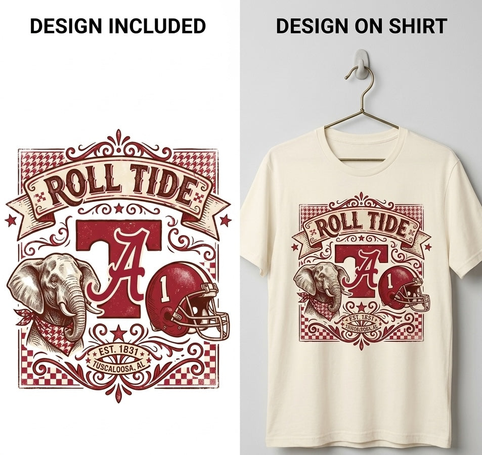 Alabama Crimson Tide “Roll Tide” Vintage Collage PNG Download