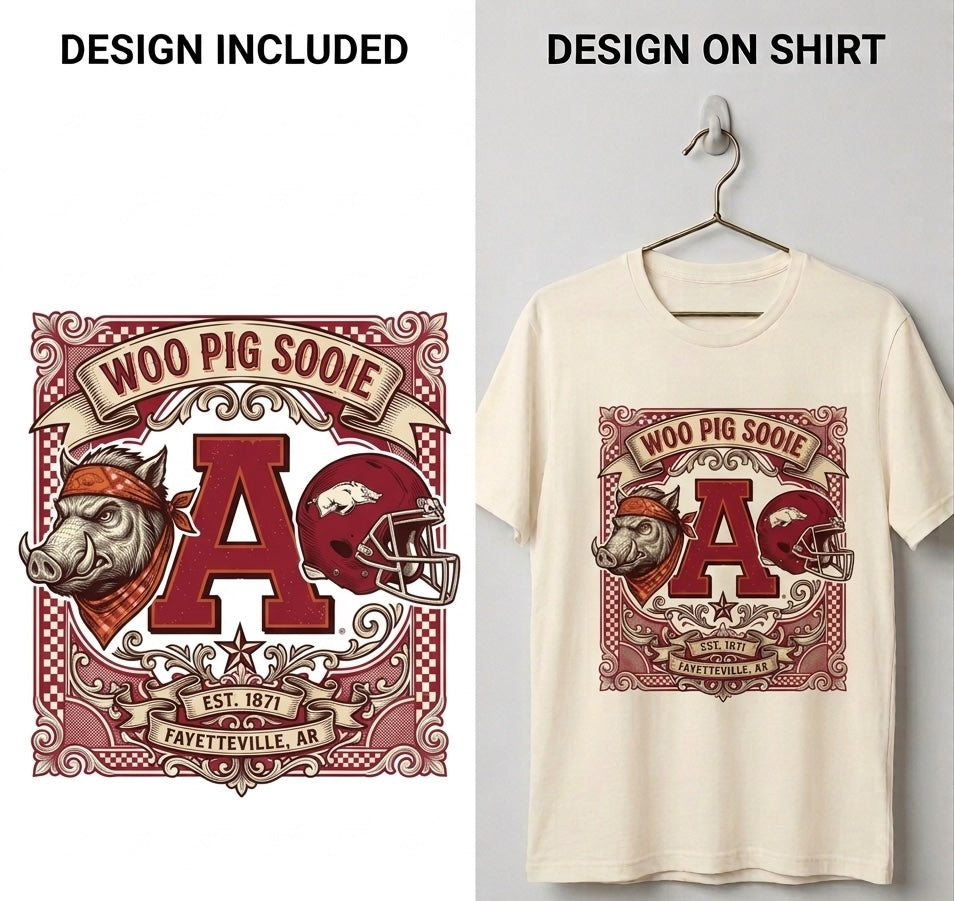 Arkansas Razorbacks “Woo Pig Sooie” Vintage Collage PNG Download