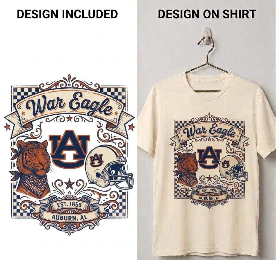 Auburn Tigers “War Eagle” Vintage Collage PNG Digital Download
