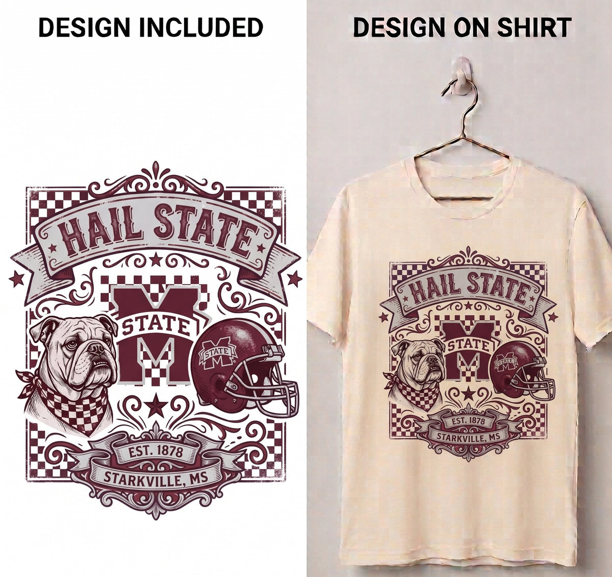Mississippi State Bulldogs “Hail State” Vintage Collage PNG Download
