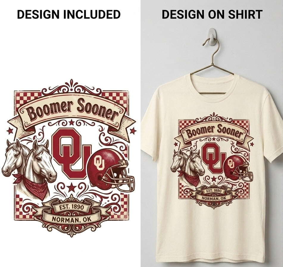 Oklahoma Sooners “Boomer Sooner” Vintage Collage PNG Digital Download