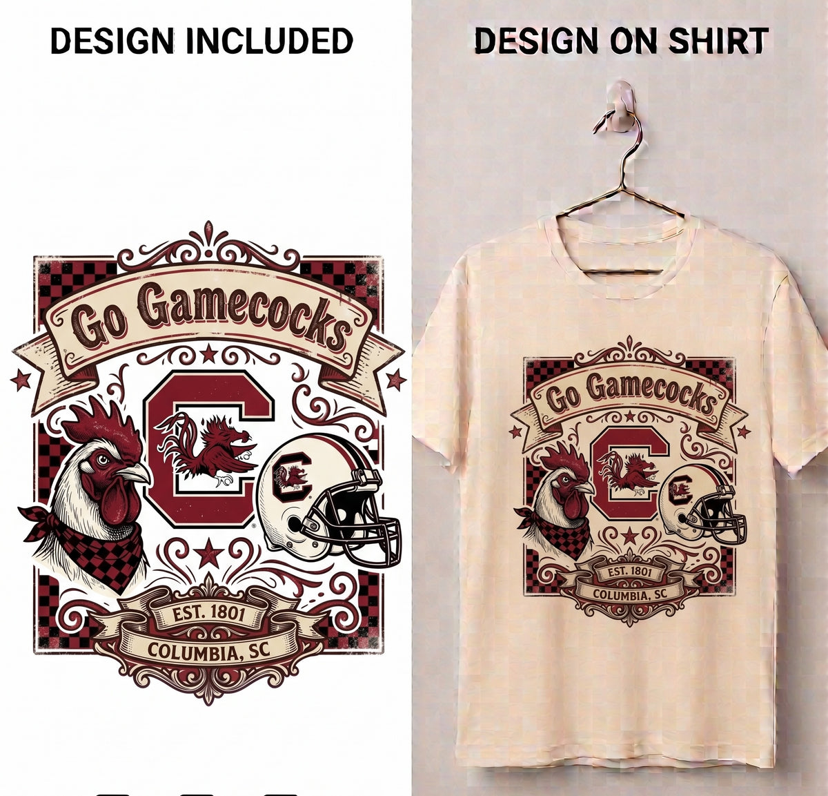 South Carolina Gamecocks “Go Gamecocks” Vintage Collage PNG Download