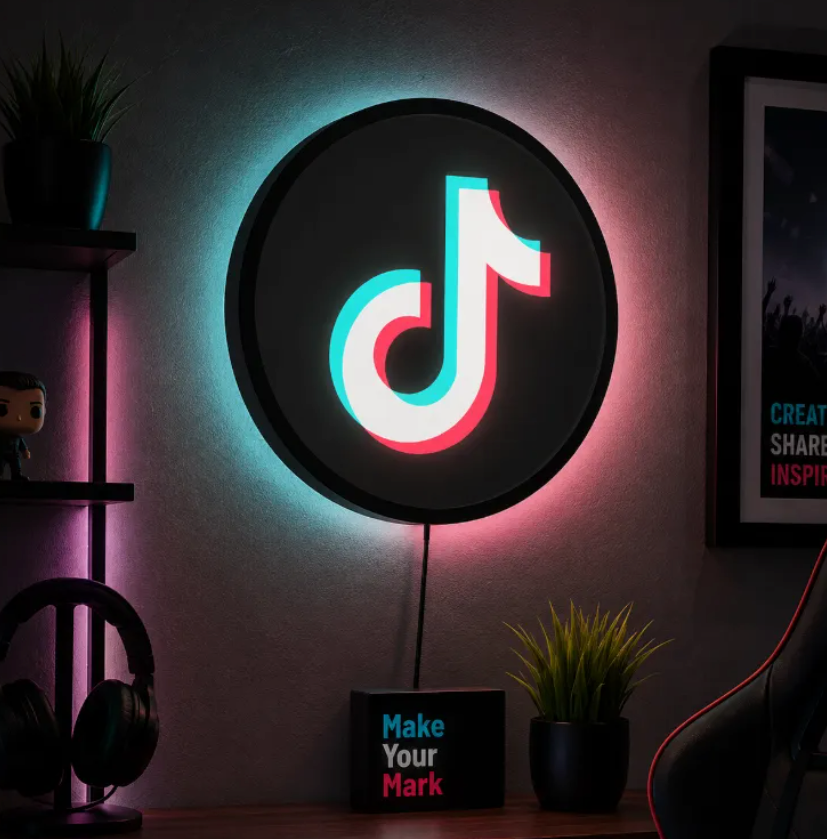 FREE TikTok LED Lightbox 3MF File | Multicolor 3D Printable Social Media Digital Download