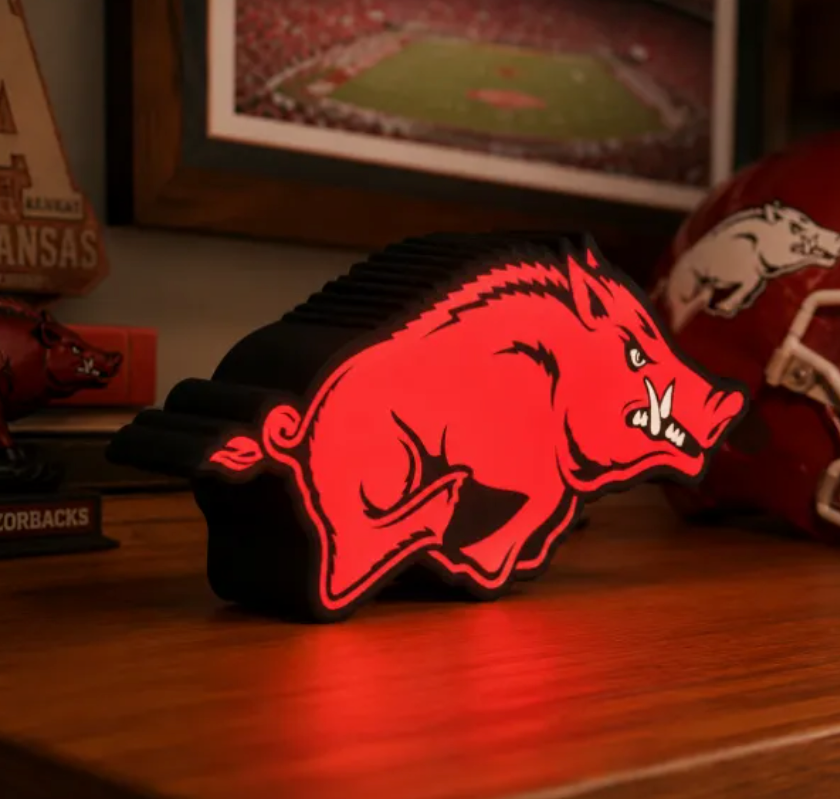 FREE University of Arkansas Razorbacks LED Lightbox 3MF File | Multicolor 3D Printable Game Day Digital Download