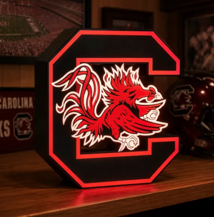 FREE South Carolina Gamecocks LED Lightbox 3MF File | Multicolor 3D Printable Game Day Digital Download
