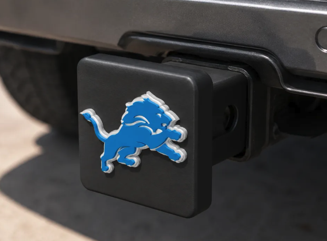 FREE Detroit Lions Trailer Hitch Cover STL File | 3D Printable Football Hitch Accessory Digital Download