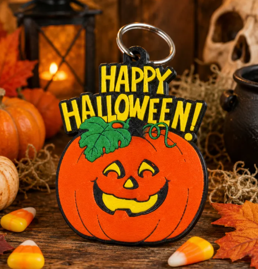 Digital prHappy Halloween FREE Pumpkin Keychain & Pendant STL File | 3D Printable Halloween Digital Downloadoduct