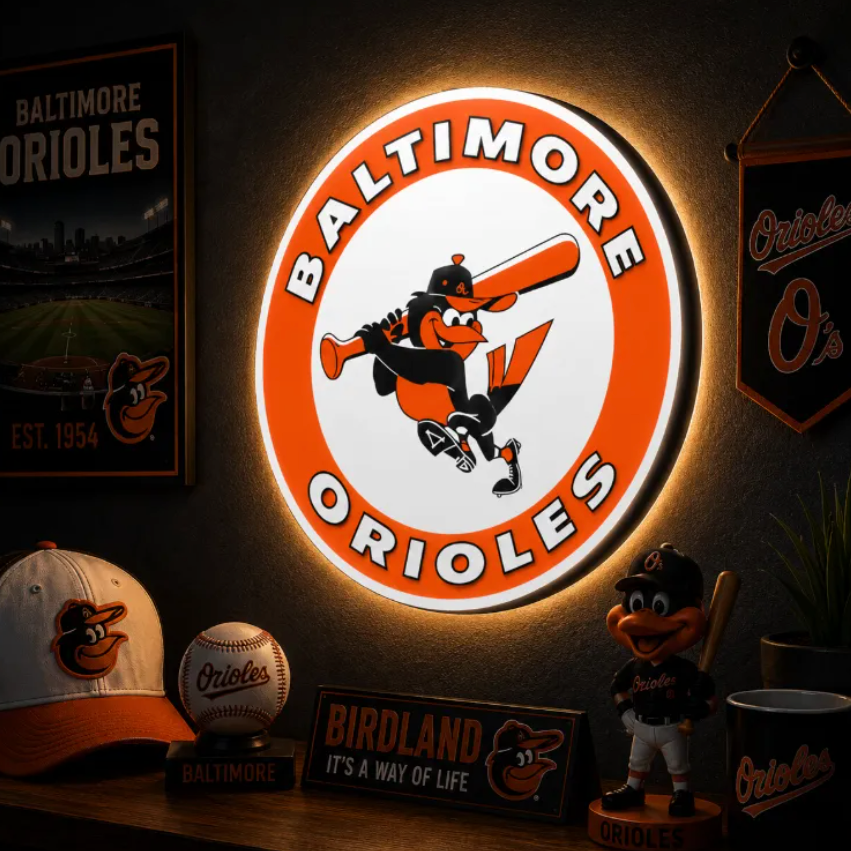 FREE Baltimore Orioles LED Lightbox 3MF File | Multicolor 3D Printable Digital Download