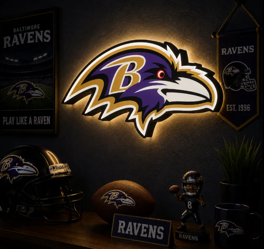 FREE Baltimore Maryland Ravens LED Lightbox 3MF File | Multicolor 3D Printable Digital Download