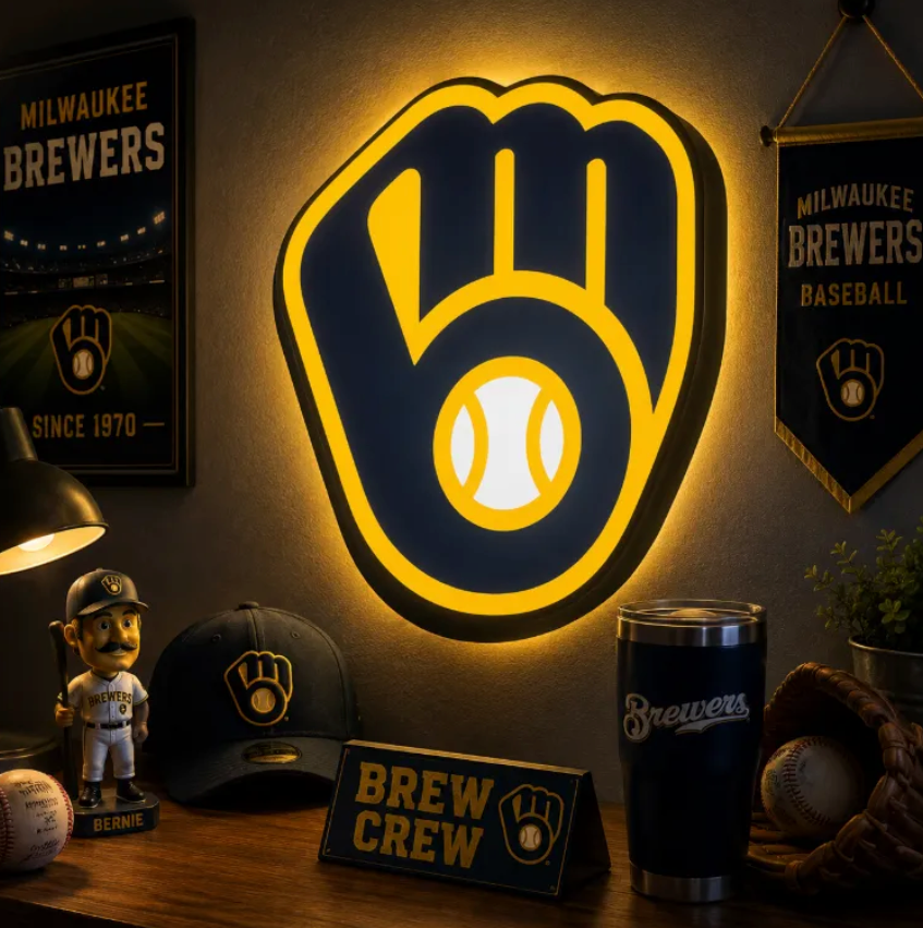 FREE Milwaukee Brewers LED Lightbox 3MF File | Multicolor 3D Printable Baseball Digital Download