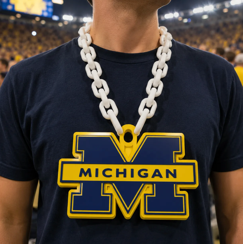FREE University of Michigan Wolverines Oversized Hype Pendant 3MF File | 3D Printable Game Day Digital Download