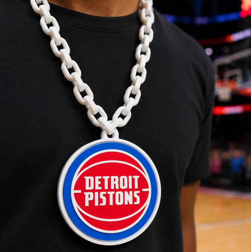 FREE Detroit Pistons Oversized Hype Pendant 3MF File | 3D Printable Basketball Game Day Digital Download
