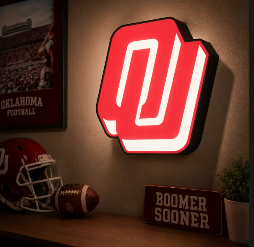 FREE University of Oklahoma Sooners LED Lightbox 3MF File | Multicolor 3D Printable Digital Download