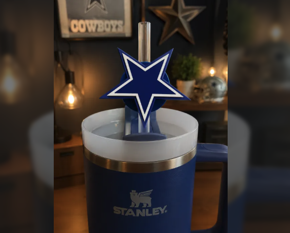 FREE Dallas Cowboys Straw Slider STL File | 3D Printable Tumbler Accessory Digital Download