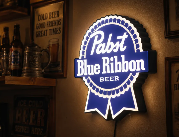 FREE Pabst Blue Ribbon LED Lightbox 3MF File | Multicolor 3D Printable Retro Brand Digital Download