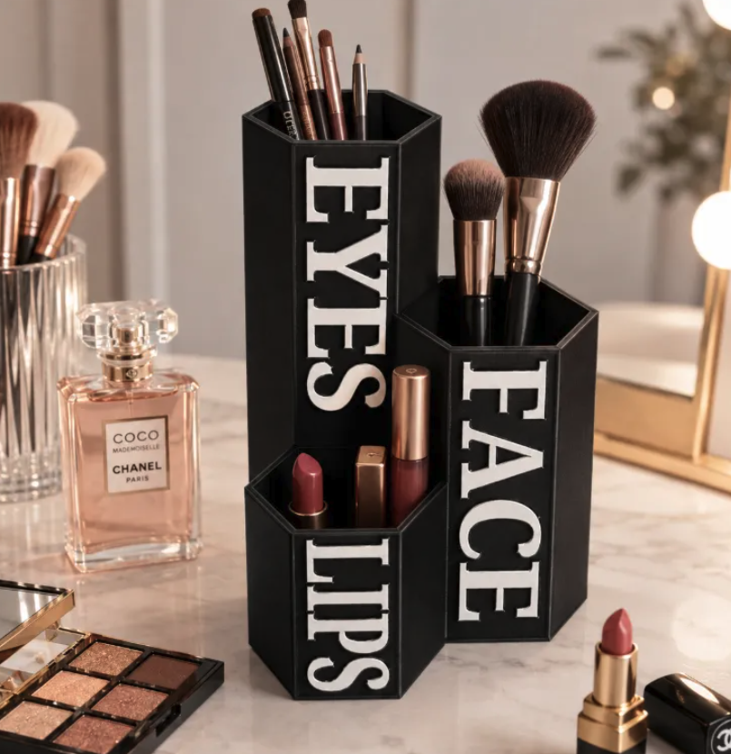 FREE Eyes, Lips & Face Makeup Tower Organizer STL File | 3D Printable Organization Digital Download