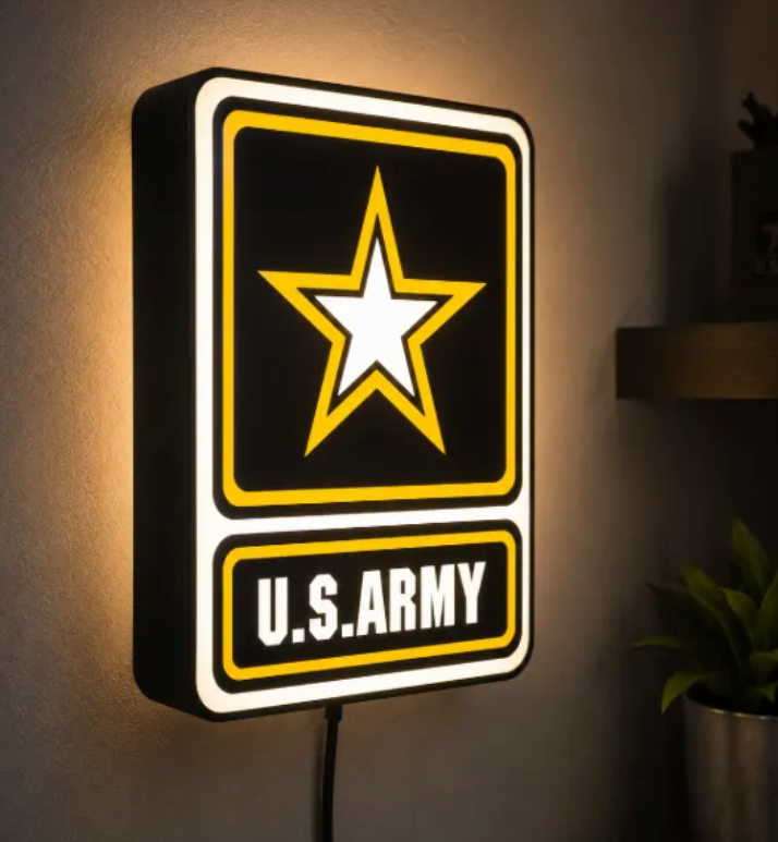 FREE Army LED Lightbox STL File | Multicolor 3D Printable Military Digital Download