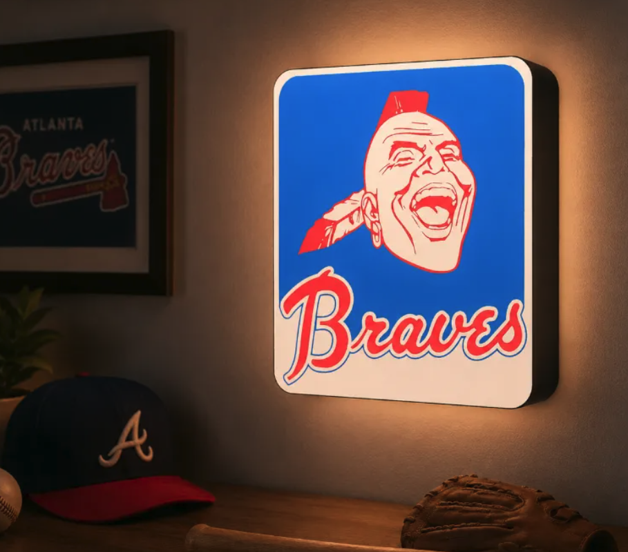 FREE Vintage Atlanta Braves LED Lightbox 3MF File | Multicolor 3D Printable Baseball Digital Download