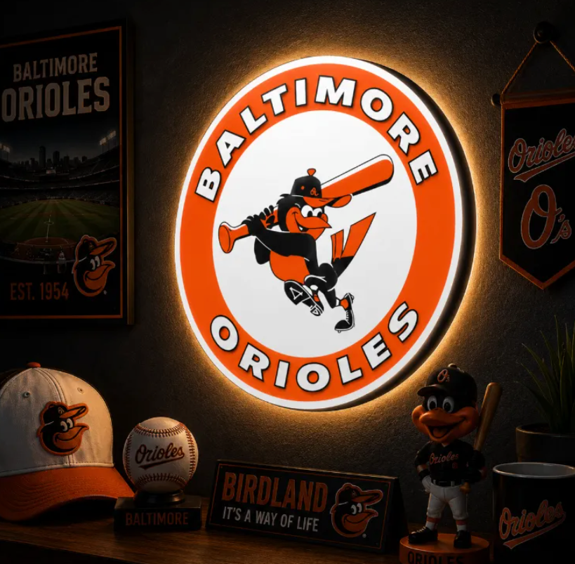FREE Baltimore Orioles LED Lightbox 3MF File | Multicolor 3D Printable Baseball Digital Download