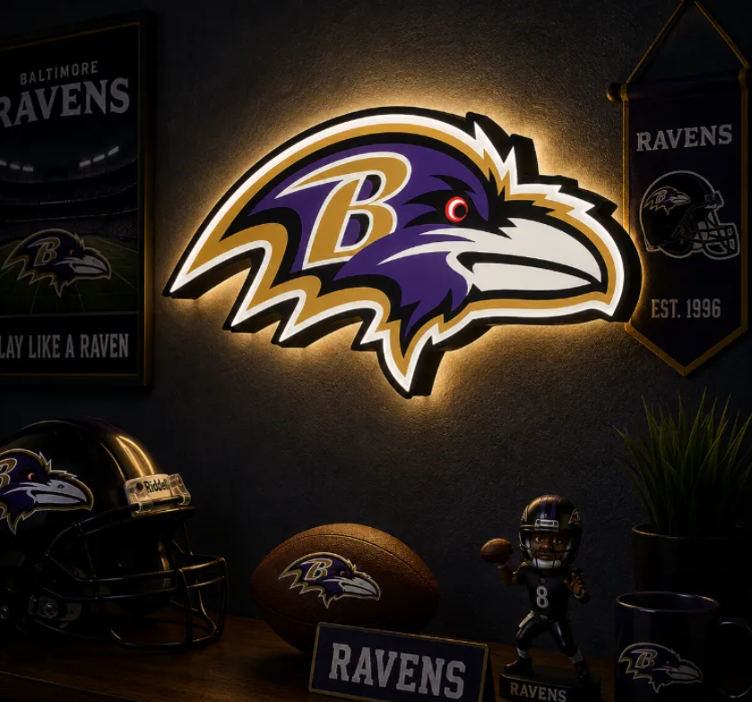 FREE Baltimore Ravens LED Lightbox 3MF File | Multicolor 3D Printable Football Digital Download