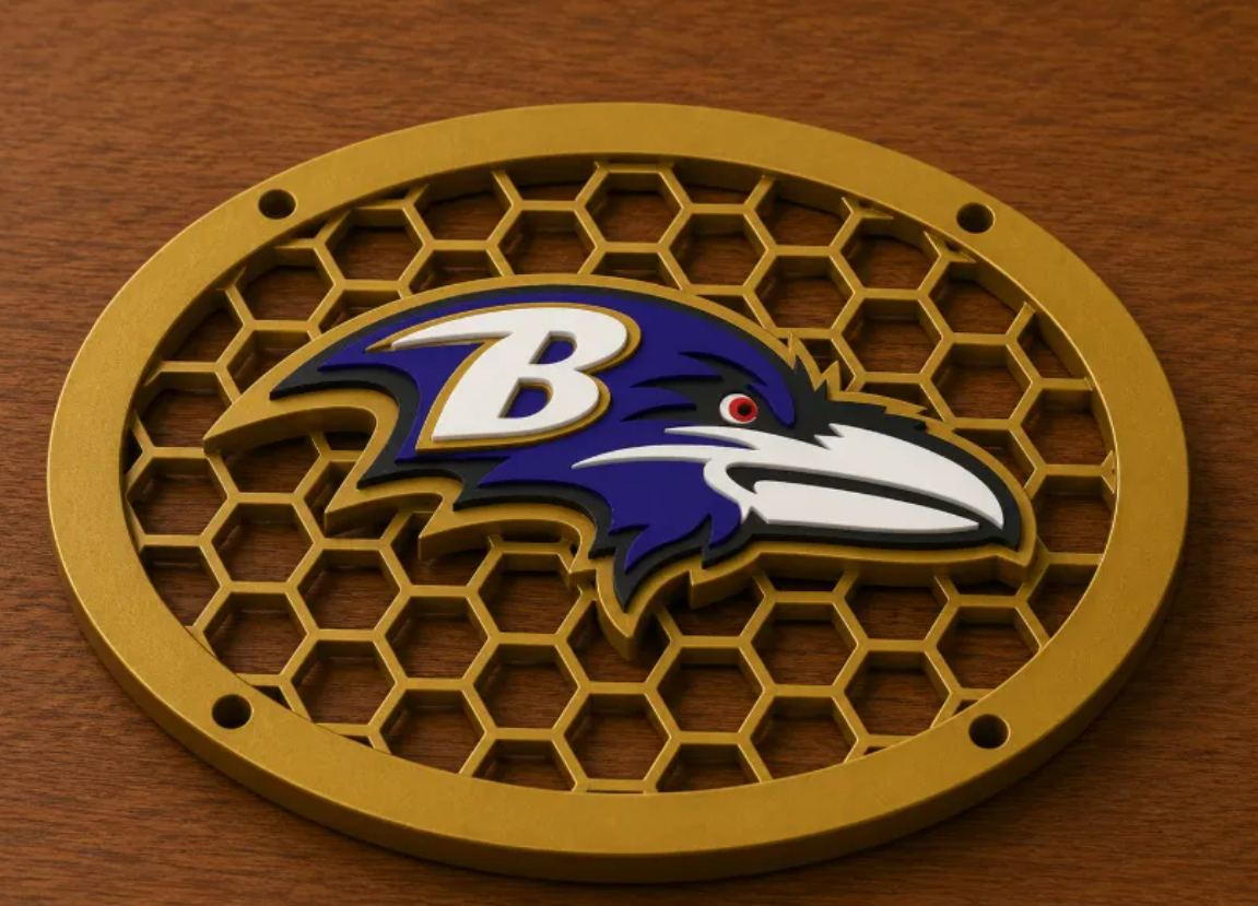 FREE Baltimore Ravens 6x9 Speaker Grill STL File | 3D Printable Custom Car Audio Digital Download