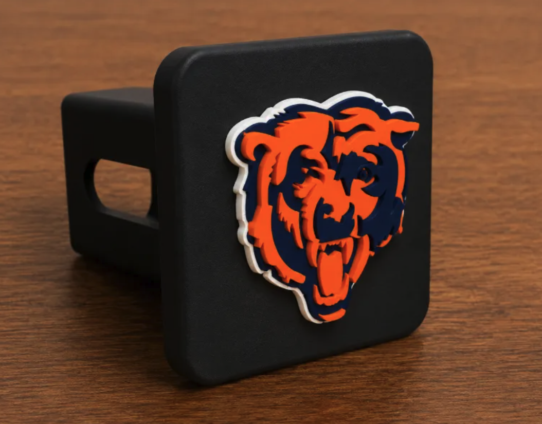 FREE Chicago Bears Trailer Hitch Cover STL File | 3D Printable Football Digital Download