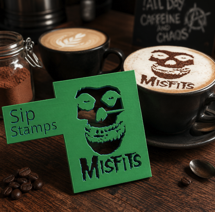FREE Misfits Fiend Skull Coffee Stencil STL File | 3D Printable Latte Art Digital Download