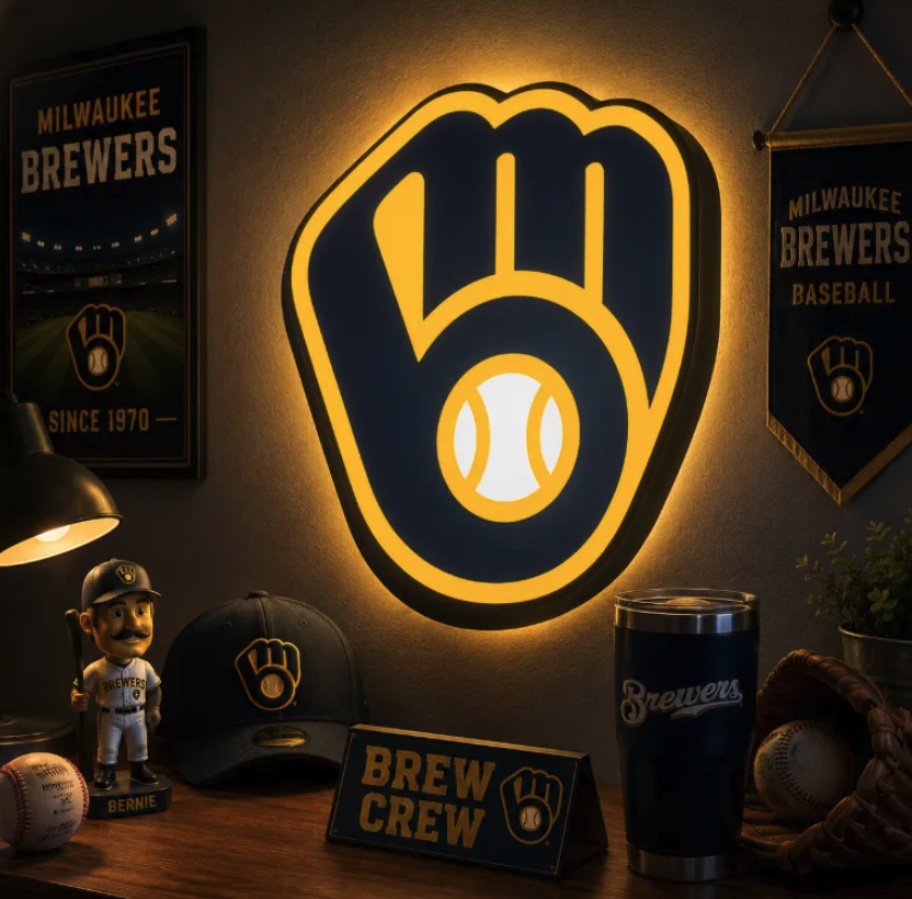 FREE Milwaukee Brewers LED Lightbox 3MF File | Multicolor 3D Printable Baseball Digital Download