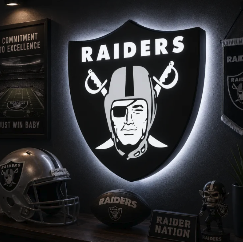 FREE Las Vegas Raiders LED Lightbox 3MF File | Multicolor 3D Printable Football Digital Download