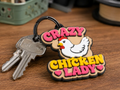 FREE Crazy Chicken Lady Keychain / Pendant STL File | 3D Printable Accessory Digital Download