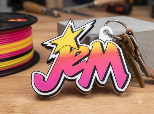 FREE Jem 1980s Cartoon Keychain / Pendant STL File | 3D Printable Pop Culture Digital Download