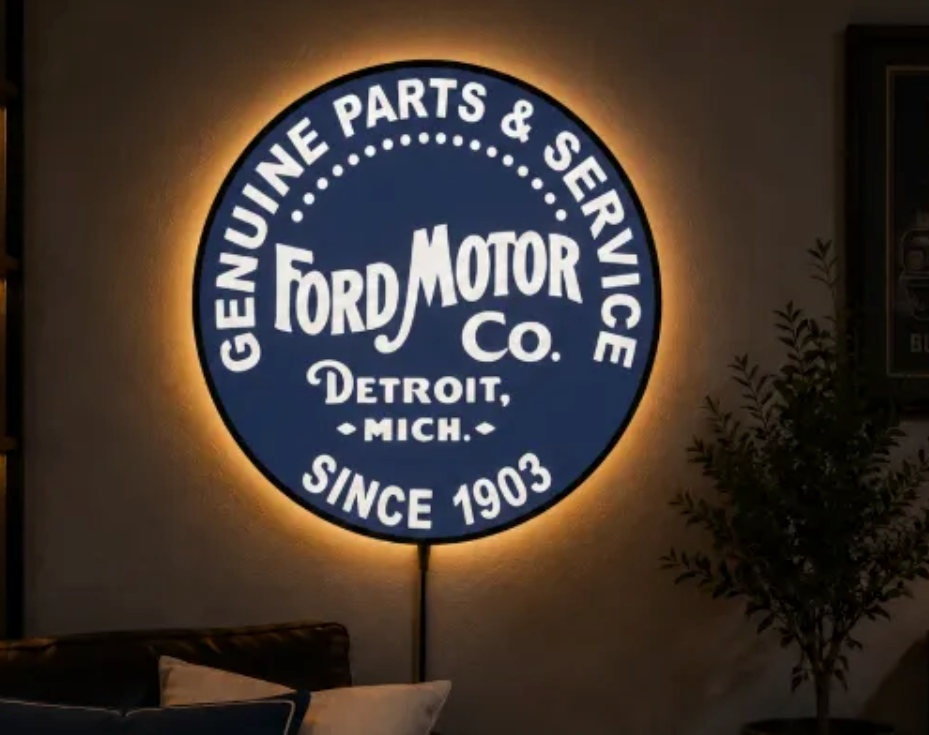FREE Vintage Ford Sign LED Lightbox STL File | Multicolor 3D Printable Automotive Digital Download