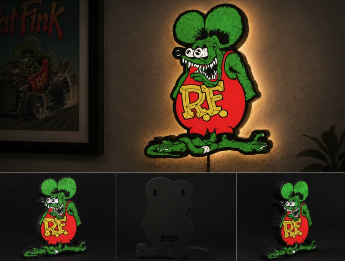 FREE Rat Fink Hot Rod LED Lightbox STL File | Multicolor 3D Printable Automotive Digital Download