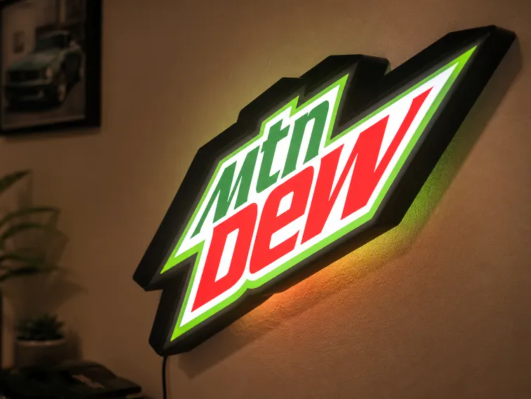 FREE Mountain Dew LED Lightbox STL File | Multicolor 3D Printable Retro Brand Digital Download