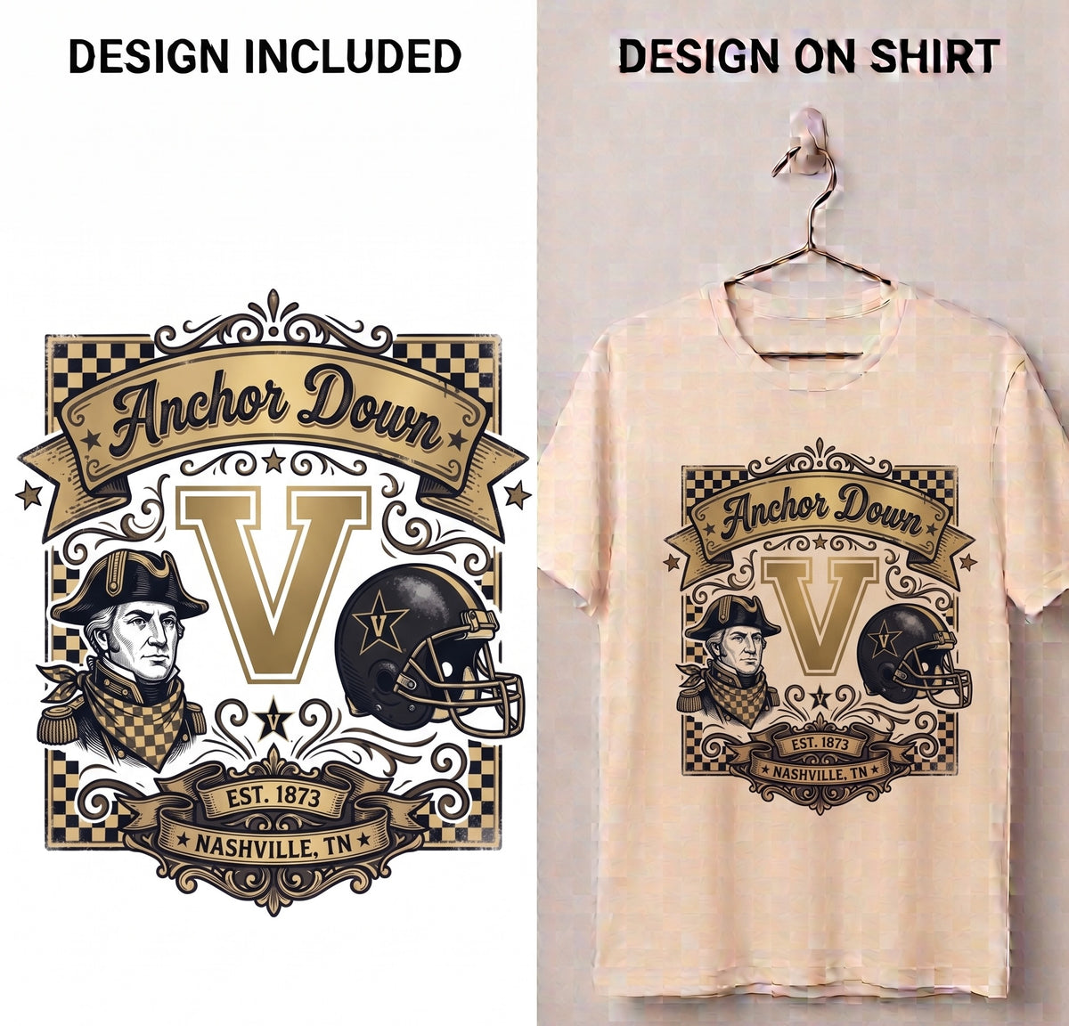 Vanderbilt Commodores “Anchor Down” Vintage Collage PNG Digital Download